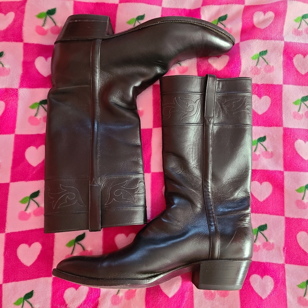 Lucchese Black Leather Cowboy Boots